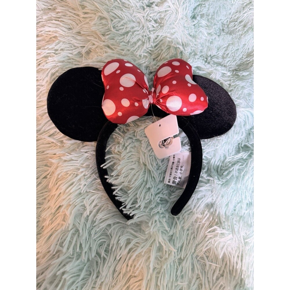 Disney Parks Minnie Mouse Ears Red & White Polka Dot Bow Headband OG New